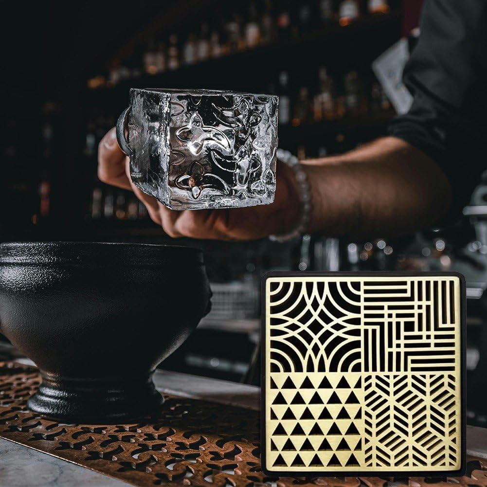Bandeja para Estampar Hielo, Bandeja De Diseño De Hielo, Impresora De Cubitos De Hielo De Latón, Moldes De Hielo para Cócteles De Whisky, Accesorios De Barman para Estampar Cubitos De Hielo