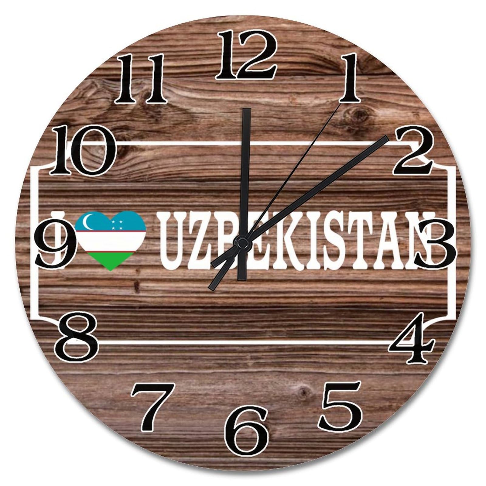 Horloge murale sans tic-tac Ouzbékistan grand format en bois vintage