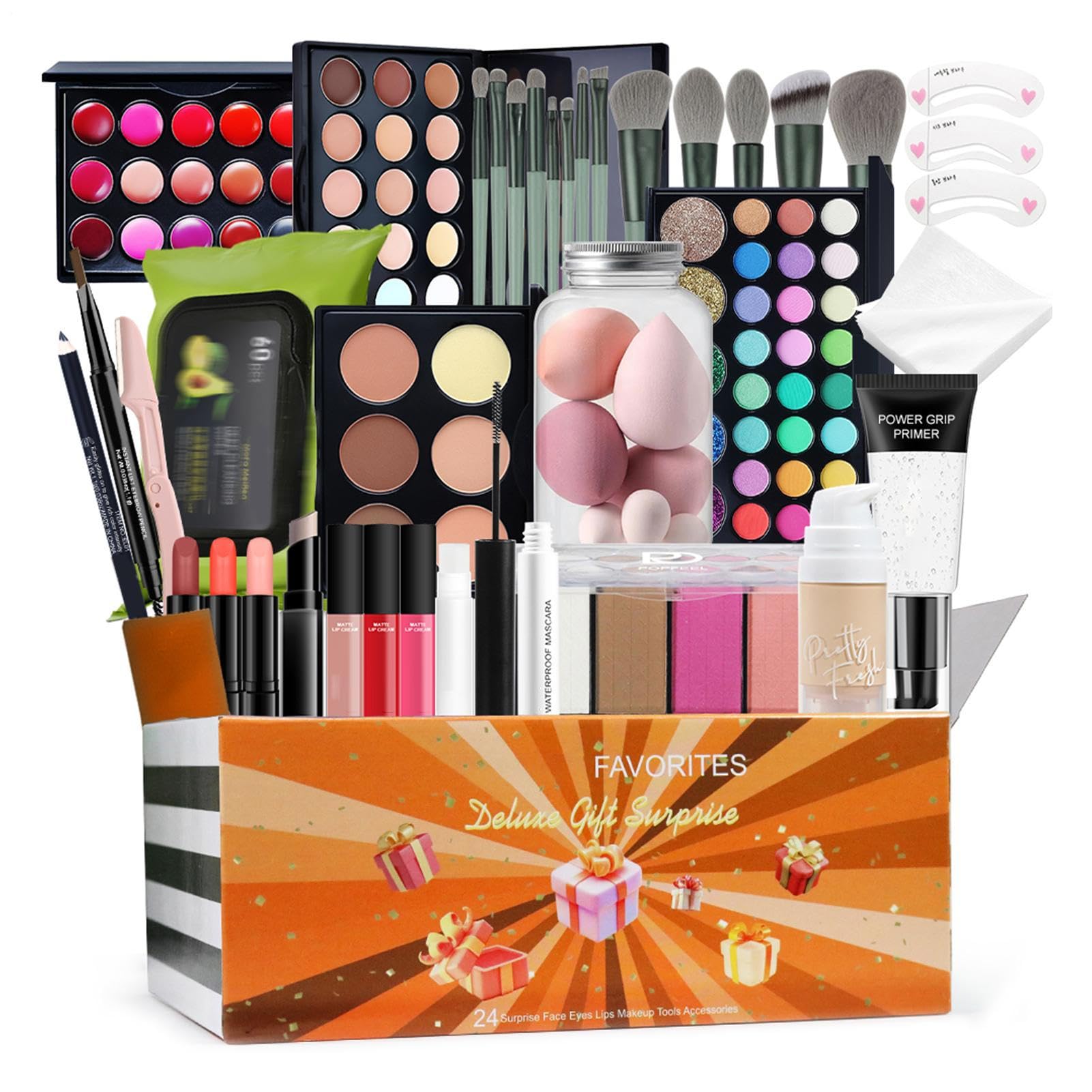 Set Per Trucco Professionale - Kit Completo Per Trucco Da Viaggio Per Estetista Da 24 Pezzi | Pacchetto Iniziale Trucco Multiuso | Kit Trucco Per Adulti Per Ragazze | Set Di Cosmetici Per Uomo E Donna