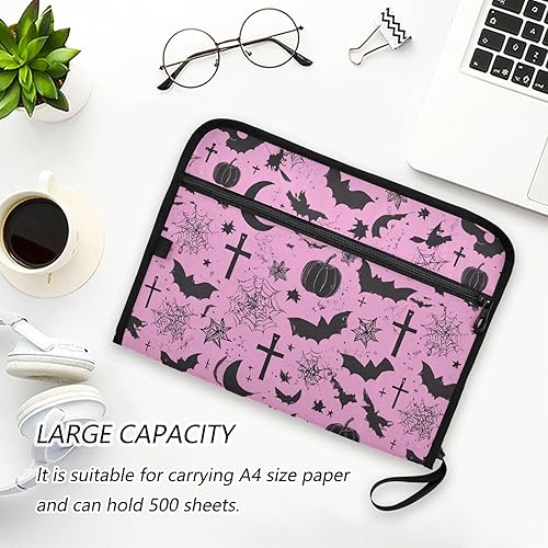 Miniatura 6 de Carpeta de archivo expansible de murciélagos góticos con estrellas y araña, carpeta de archivo de acordeón tamaño carta tamaño A4, bolsillos de