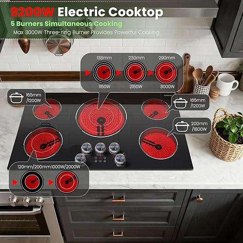 Vista 11 de Estufa eléctrica de 2 quemadores de 110 V, 2000 W, encimera eléctrica empotrada e incorporada, cocina eléctrica enchufable de 24 pulgadas, 8 niveles