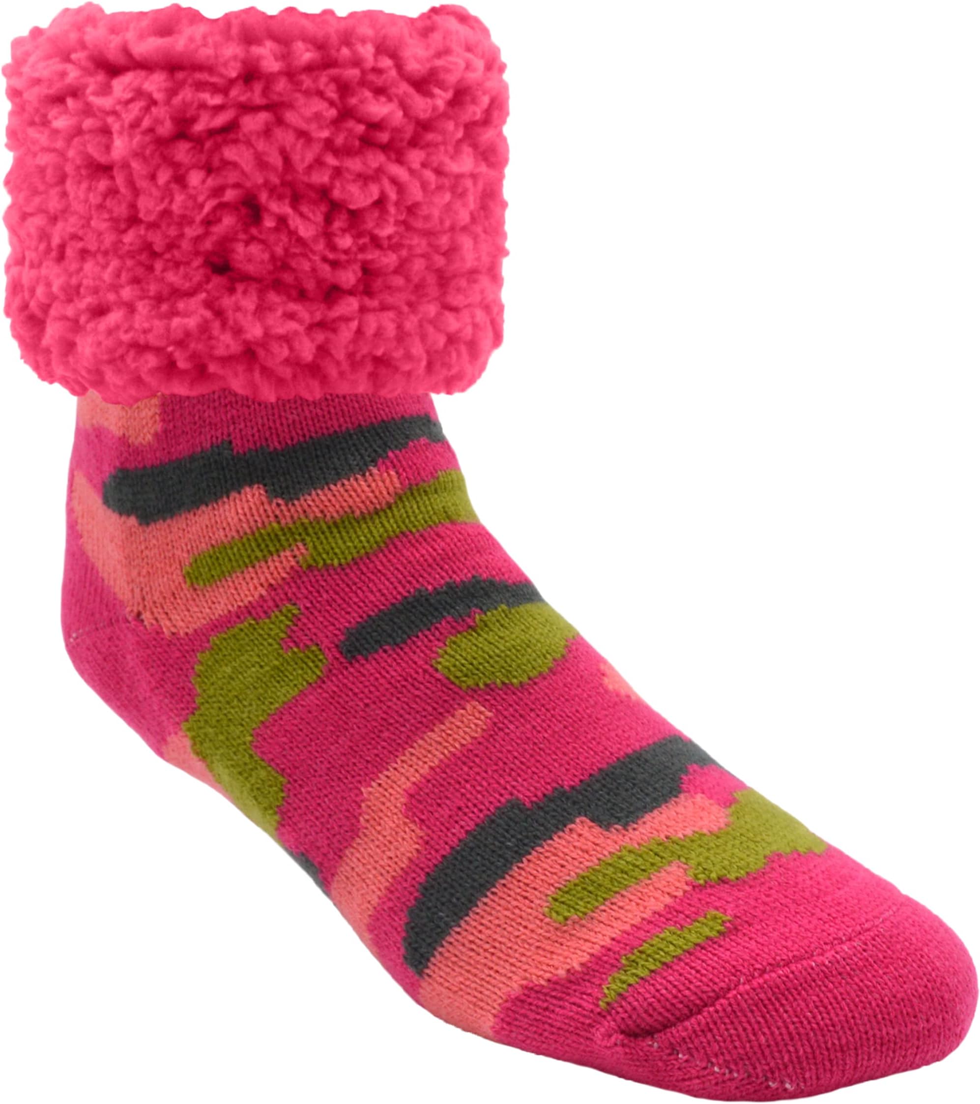 Pudus Cozy Winter Slipper Socks Women & Men w Non-Slip Grippers Faux Fur Sherpa