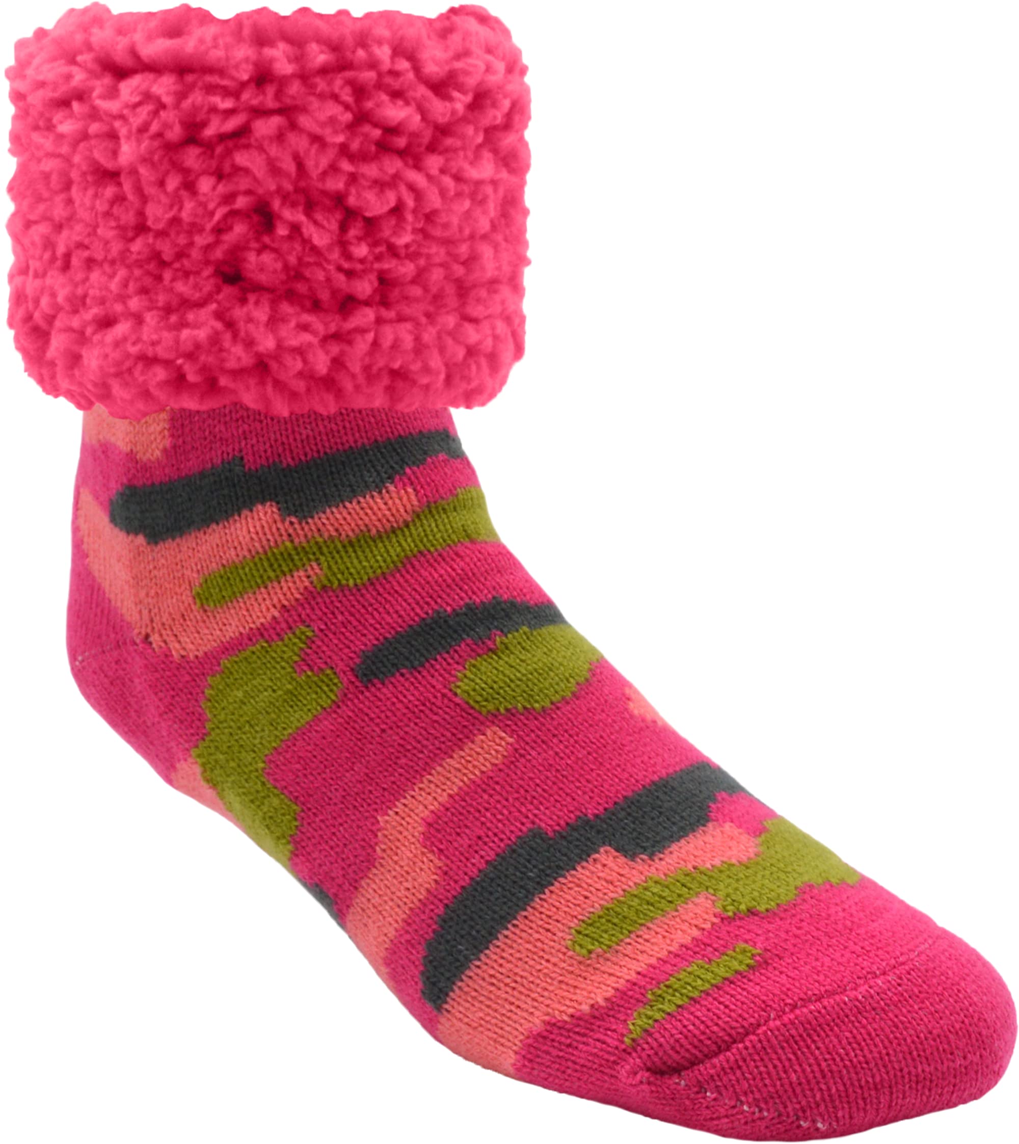 Pudus Cozy Winter Slipper Socks Women & Men w Non-Slip Grippers Faux Fur Sherpa