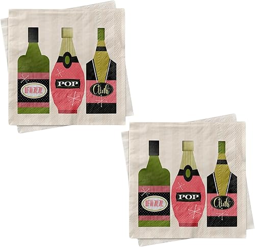 Miniatura 16 de MODLOUNGE - Servilletas de cóctel retro para decoración de fiesta, paquete de 2 paquetes de 20, servilletas de papel modernas de 3 capas de mediados