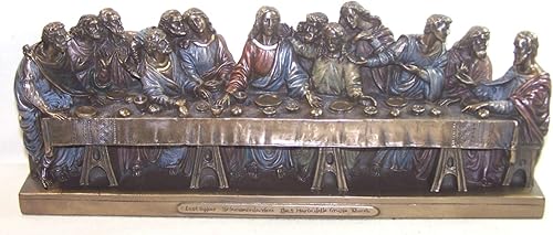 Miniatura 2 de US 14.25 pulgadas La última cena estatua de bronce fundido en frío, Leonardo Da Vinci