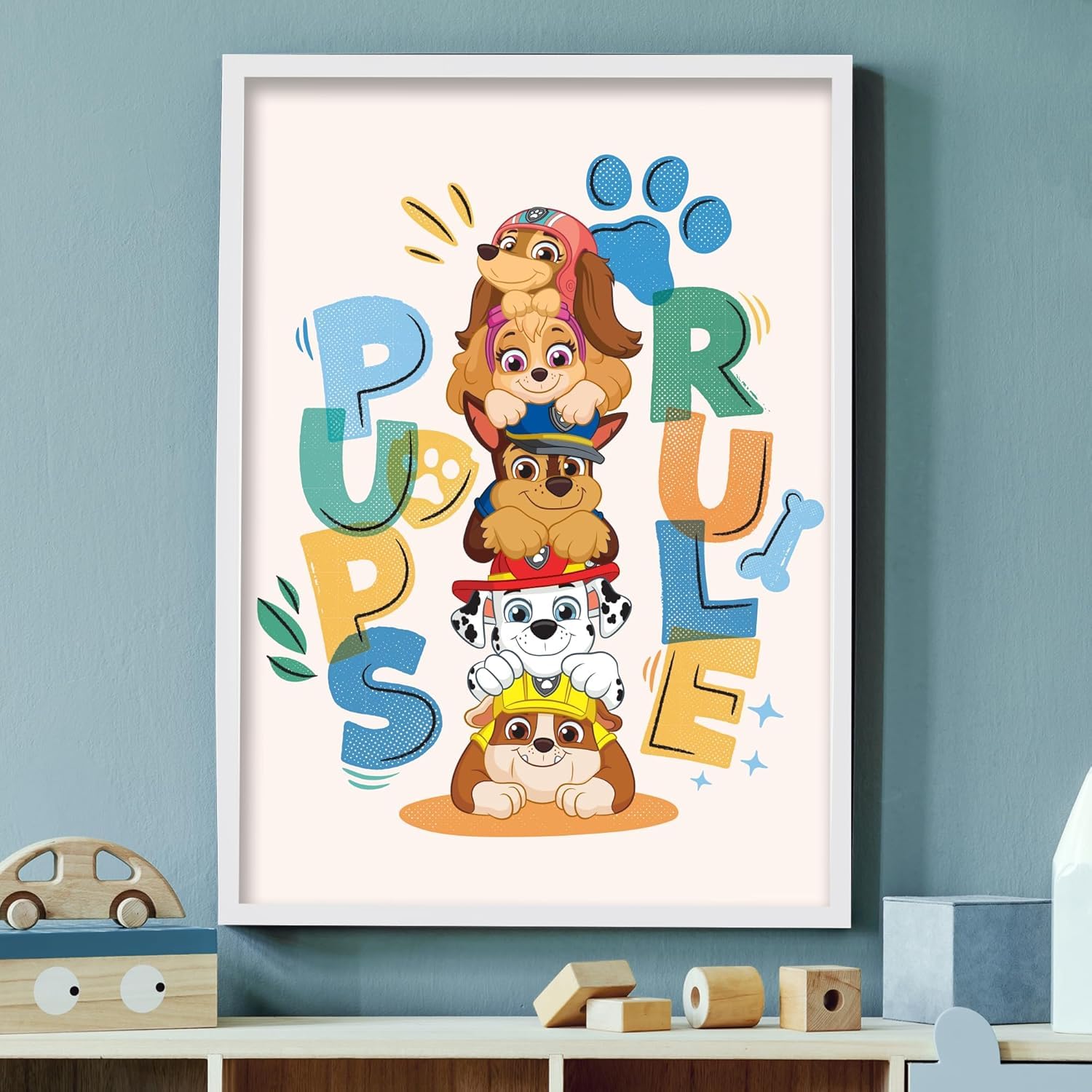 Themed Paw Patrol Print - Pups Rule Poster Wall Art (42cm x 59.4cm - A2)