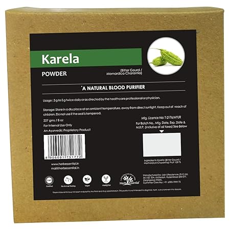 Herb Essential Pure Organic Karela (Bitter Gourd) Powder 227g | Diabetes Care, NO Preservative added