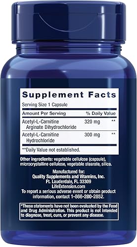 Miniatura 2 de Life Extension Acetil-L-carnitina arginato  píldoras avanzadas de suplemento de carnitina de aminoácidos para memoria cognición energía celular y
