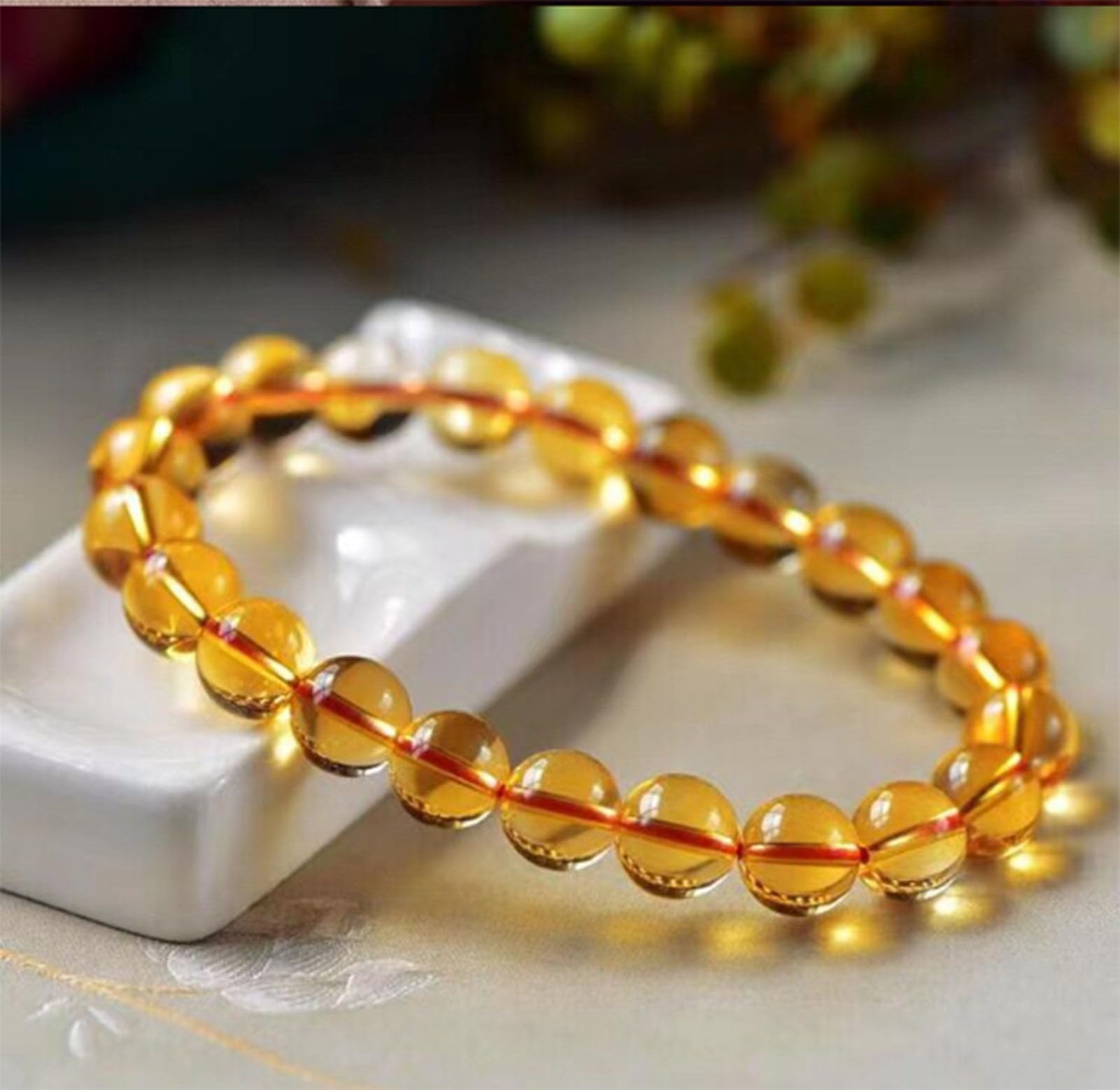 Handgefertigte Naturstein-Armbänder für Damen und Herren, Citrin-Kristall | Heilende Chakra-Energie, spirituelle Kristall-Stretch-Edelstein-Armbänder für Urlaub, Geburtstag, Schmuckgeschenke