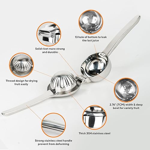 Miniatura 7 de Exprimidor de limón de acero inoxidable  Exprimidor de mano resistente con tazón grande  Prensa manual de cítricos premium  Exprimidor y exprimidor