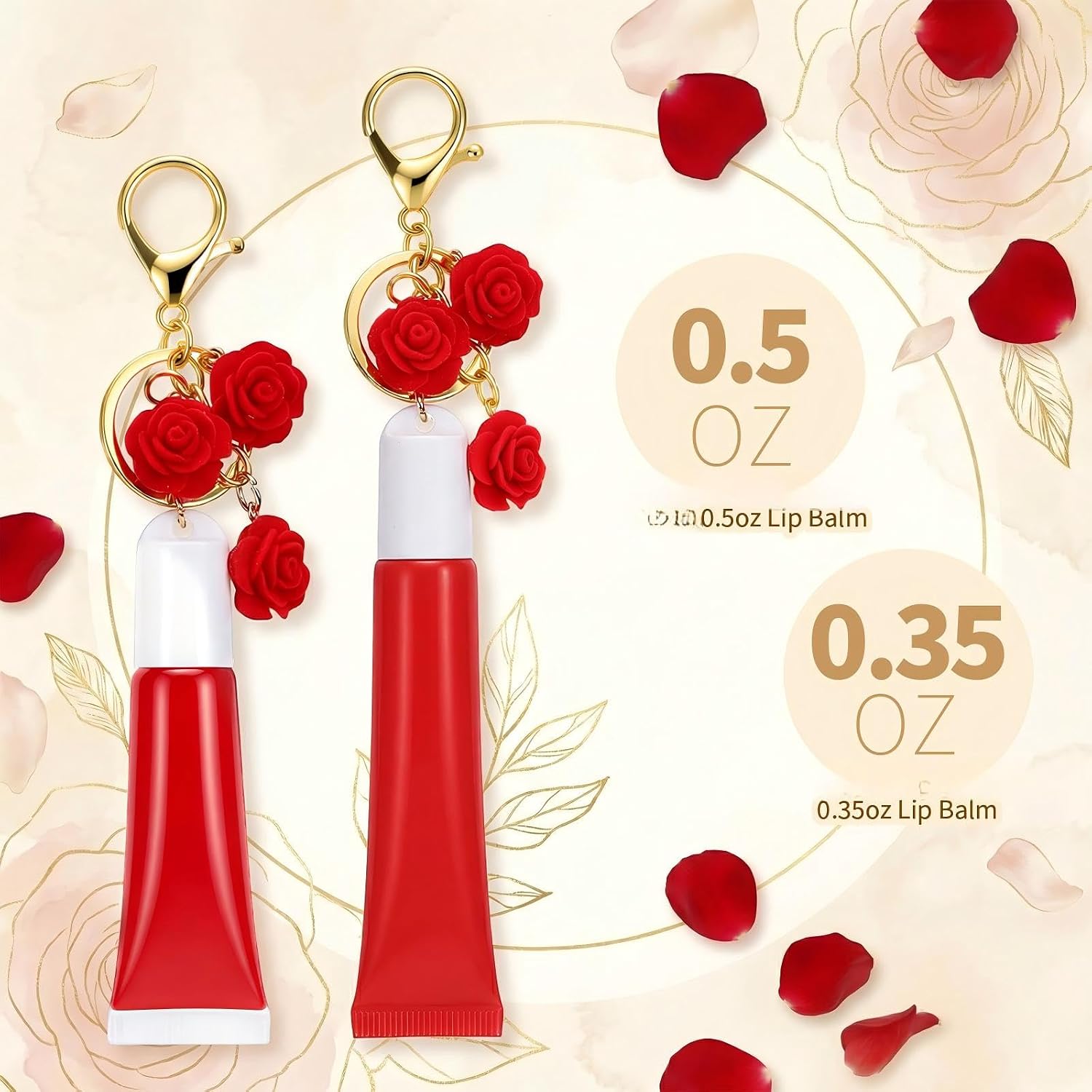 Ecation 4 Sets Lip Gloss Holder Keychain Charm for Wedding Favor,Rose image 4
