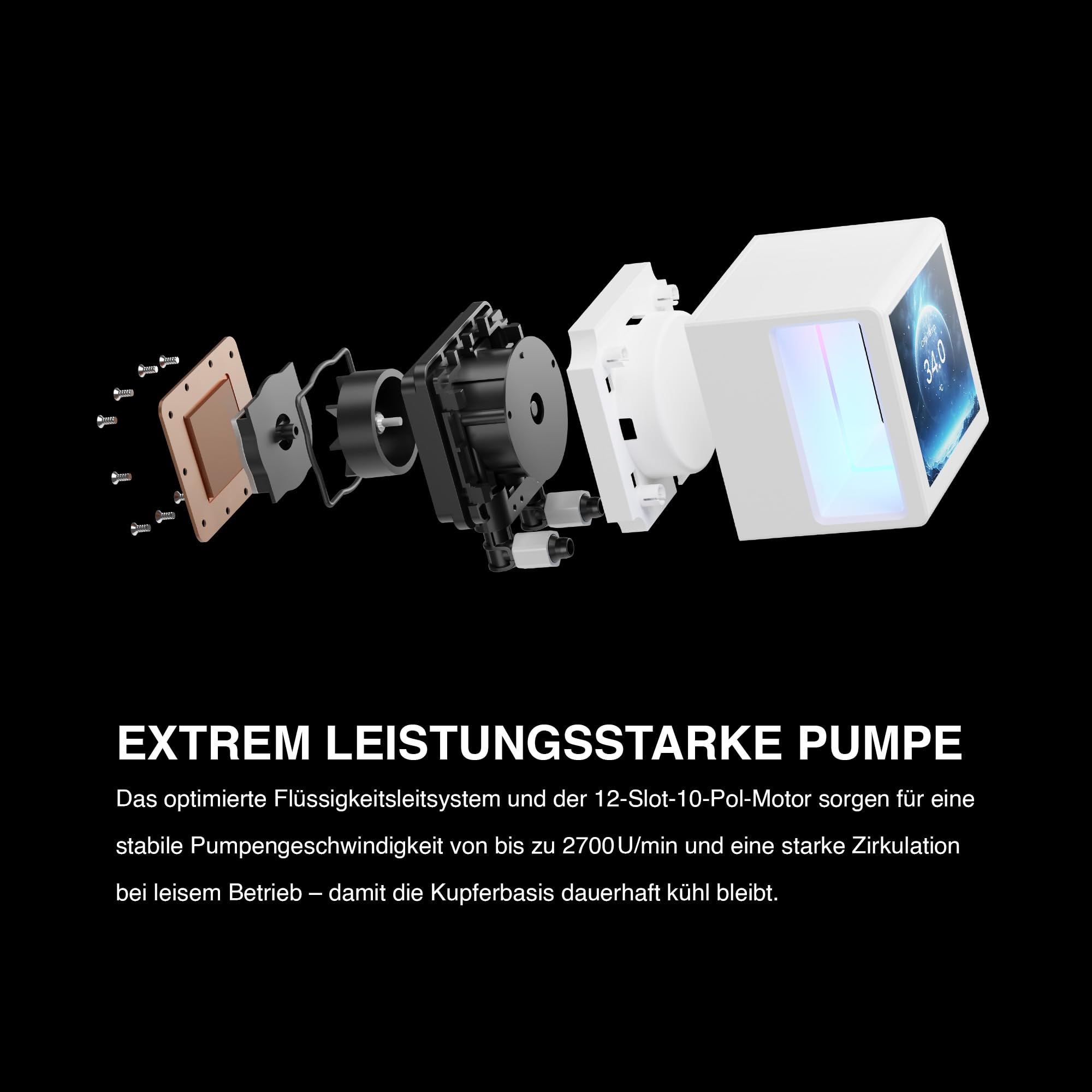 GAMDIAS CHIONE P5 360-mm-AIO-CPU-Wasserkühler, Drehbares Magnetisches 3,4-Zoll-IPS-LCD-Display, Anpassbare Software, Verstecktes Kabeldesign, ARGB-PWM-Lüfter, MB Sync, Intel LGA 1851, AMD AM5, Weiß