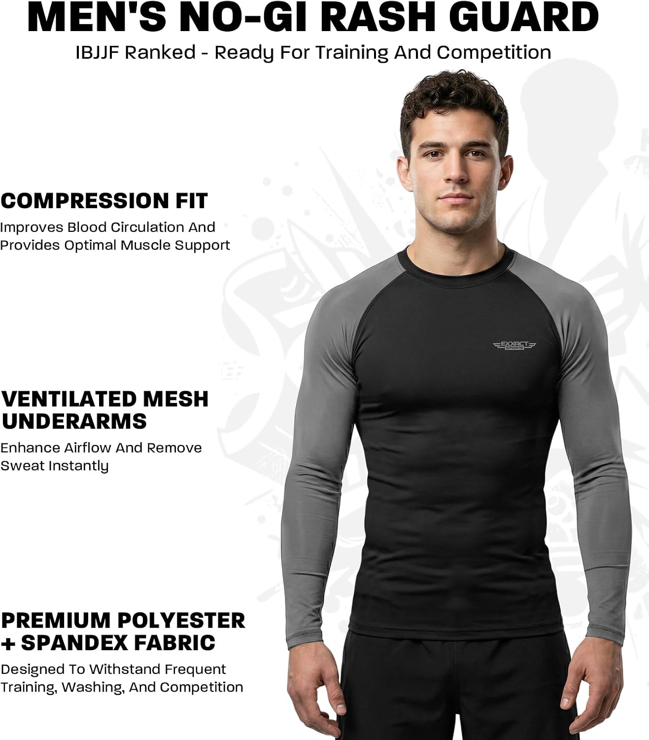 Exxact Sports Men's BJJ Rash Guard Long Sleeve