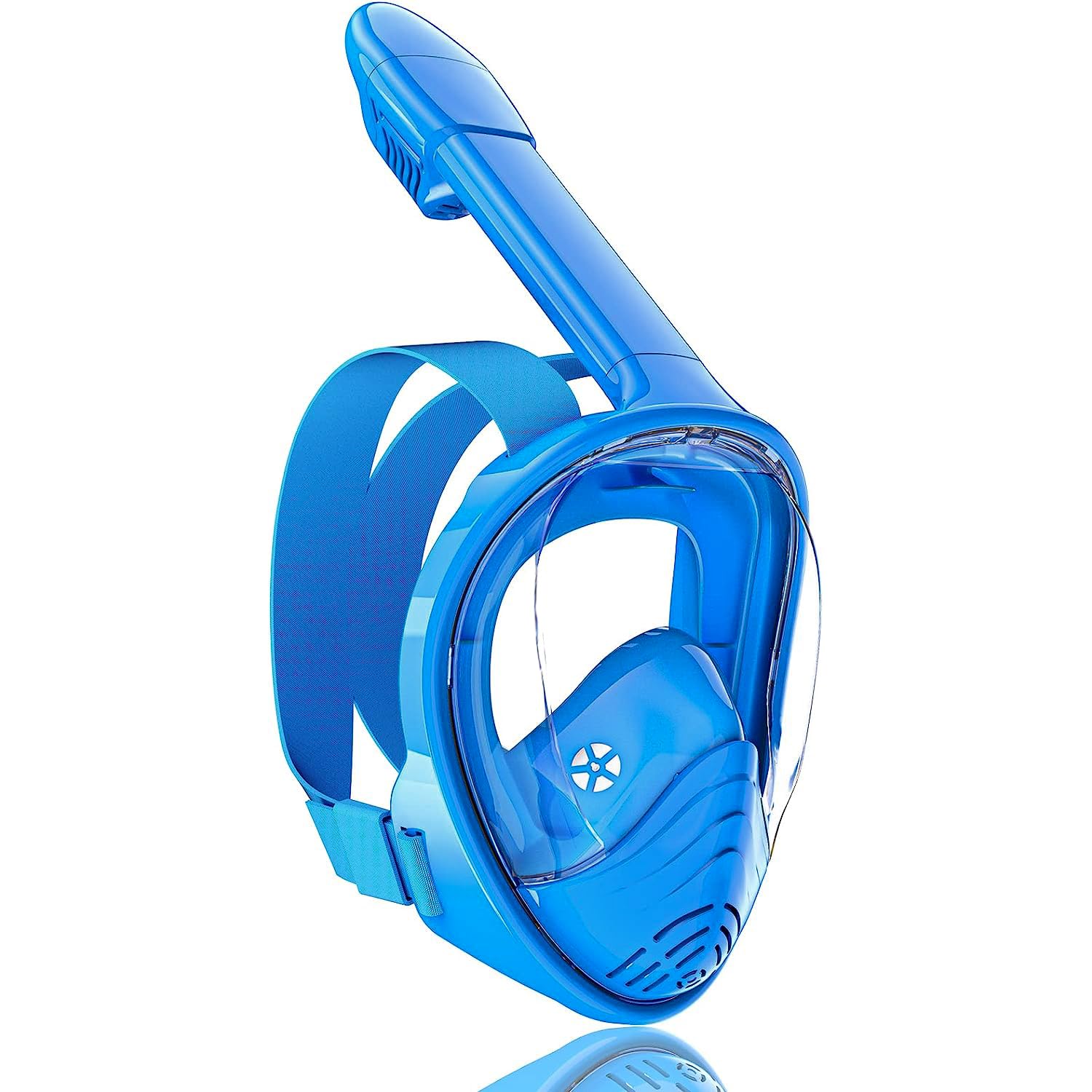Professional KIds Snorkeling Diving Mask Foldable 180 Degree Underwater Scuba Full Face Snorkel Mask Anti Fog Goggles for Kids Swim (Blue)