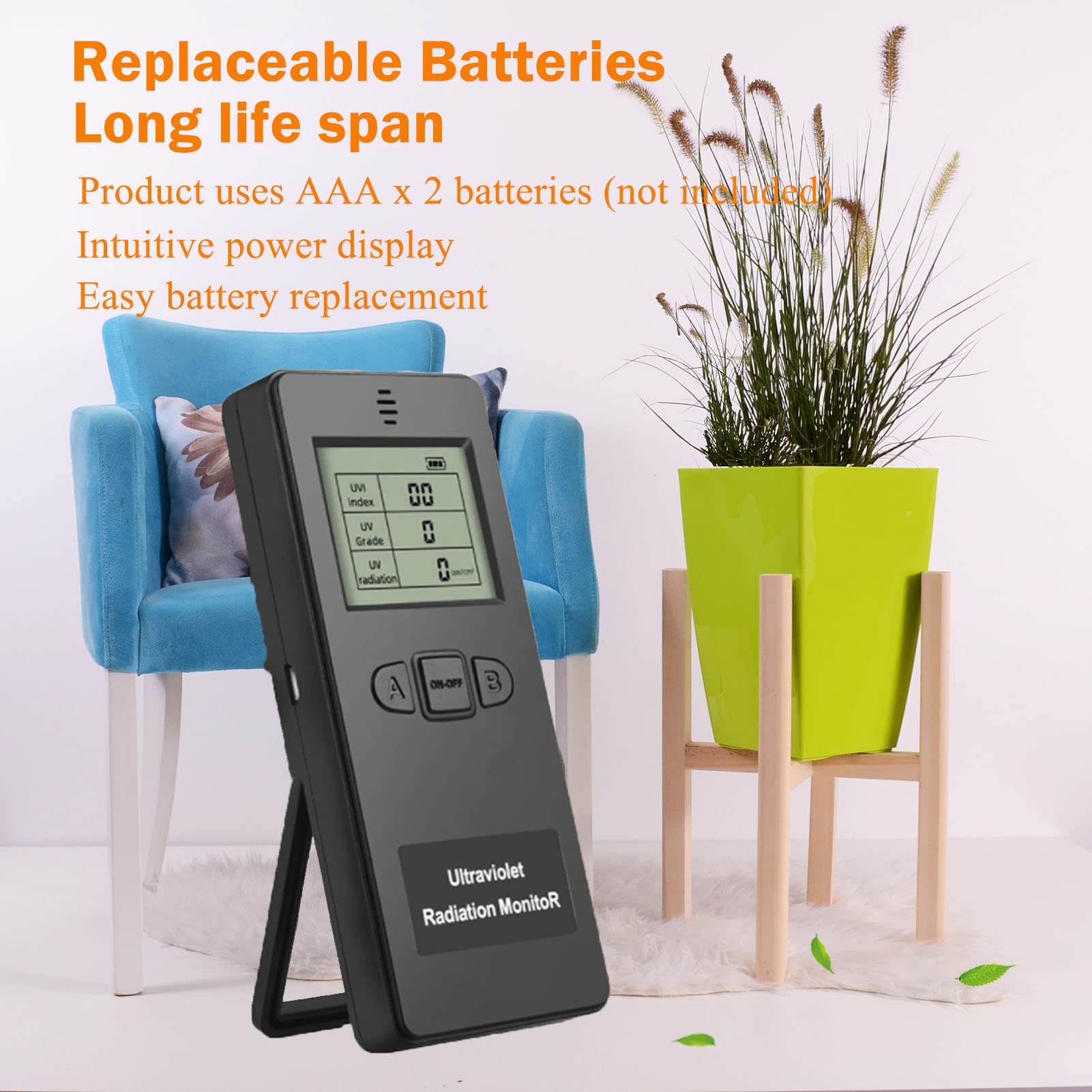 Rilevatore di radiazioni, misuratore di radiazioni Tester di radiazione ultravioletta LCD Tester digitale UVI UV digitale portatile con display della temperatura