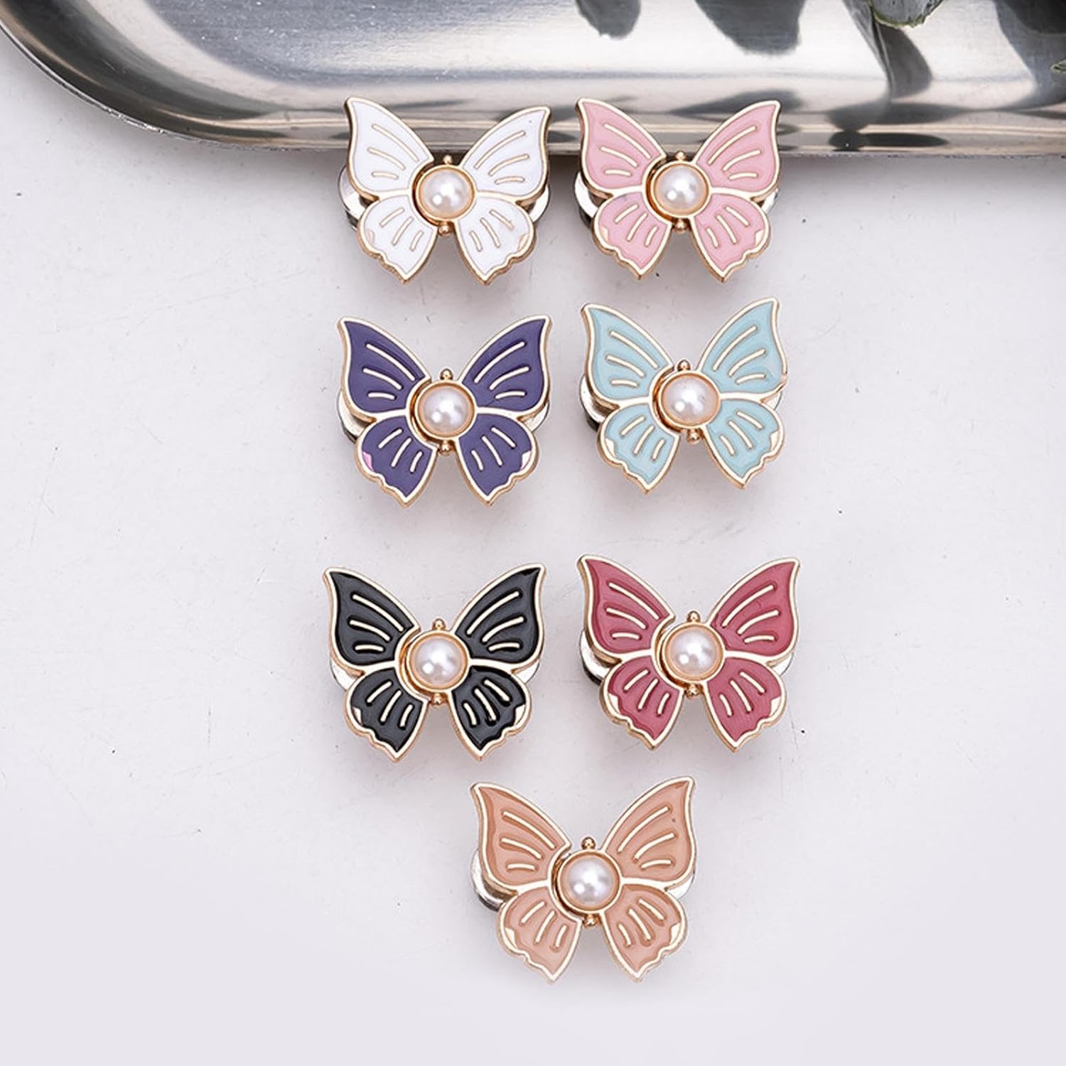 Pant Waist Tightener, Pants Tightener Clip, Waist Adjuster Clips | Adjustable Butterfly Design, 8 Pieces, for Jeans Dress Shirt Skirt Sweater Blouse Cardigan
