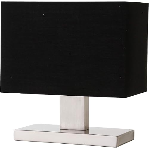 Amazon Basics Rectangular Metal Base Table Lamp with LED Bulb - 9.5" x 5.5" x 10.2", Brushed Nickel