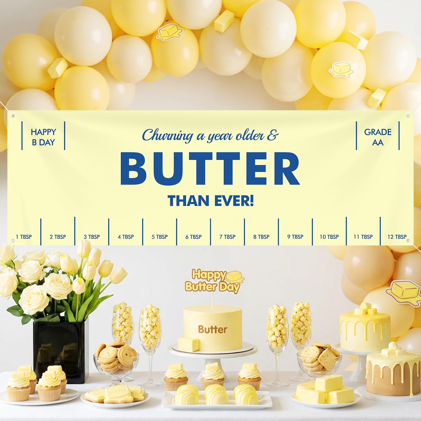 Photo 1 of Teeloray Butter Party Backdrop Banner 72 x 24 Inch