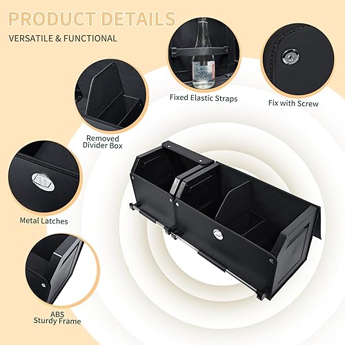 Miniatura 5 de Organizador de maletero de automóvil, organizador de maletero de cuero para SUV con tapa y asa resistente, almacenamiento plegable y ajustable