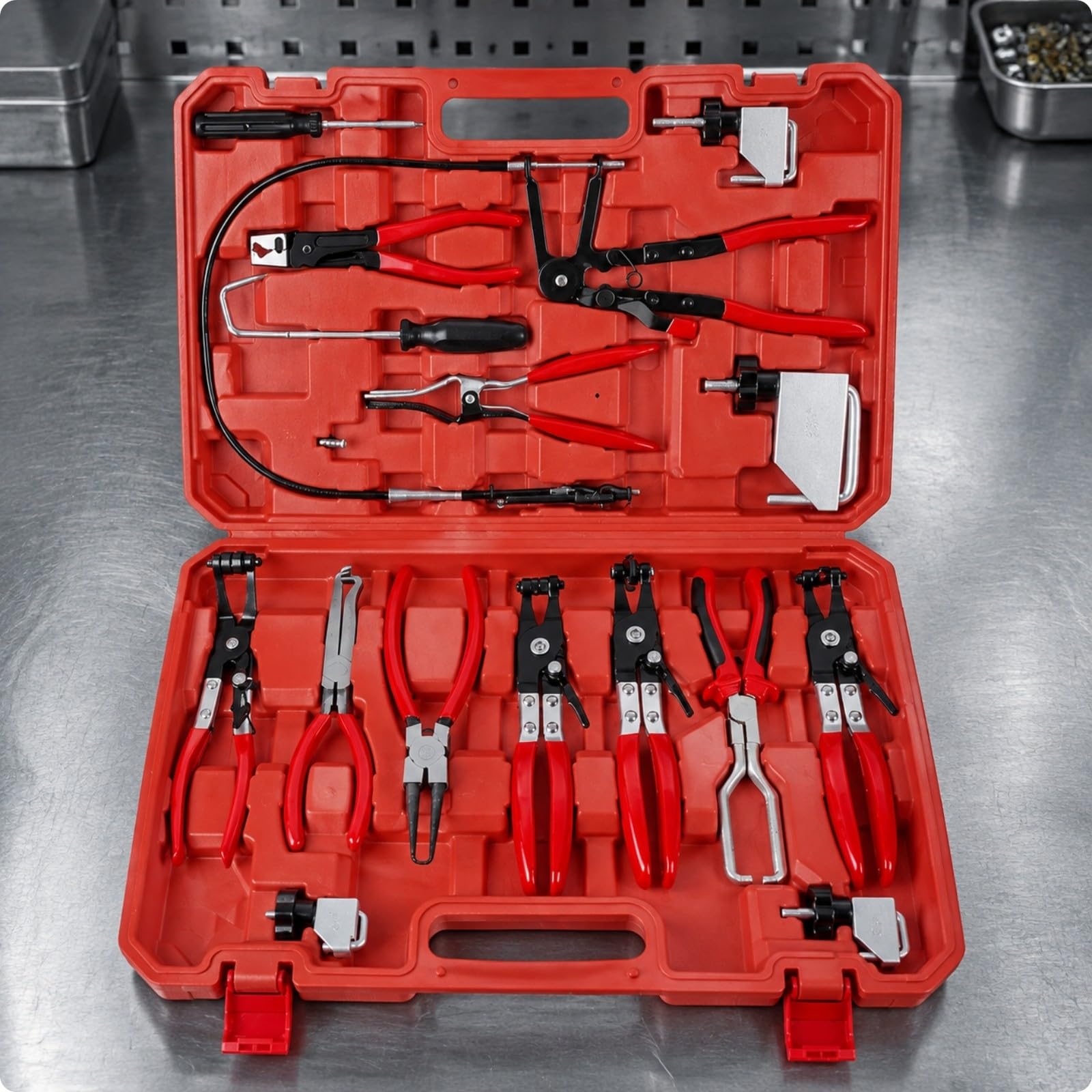 17 Pezzi Pinze Professionale Attrezzi Robusto Unsili per Autoriparatori, Garage