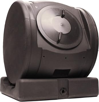 Plastic Outdoor 6.5 Cubic Foot Compost Wizard EnviroTumbler Composter Storage Bucket with Recessed Carrying Handles, Black