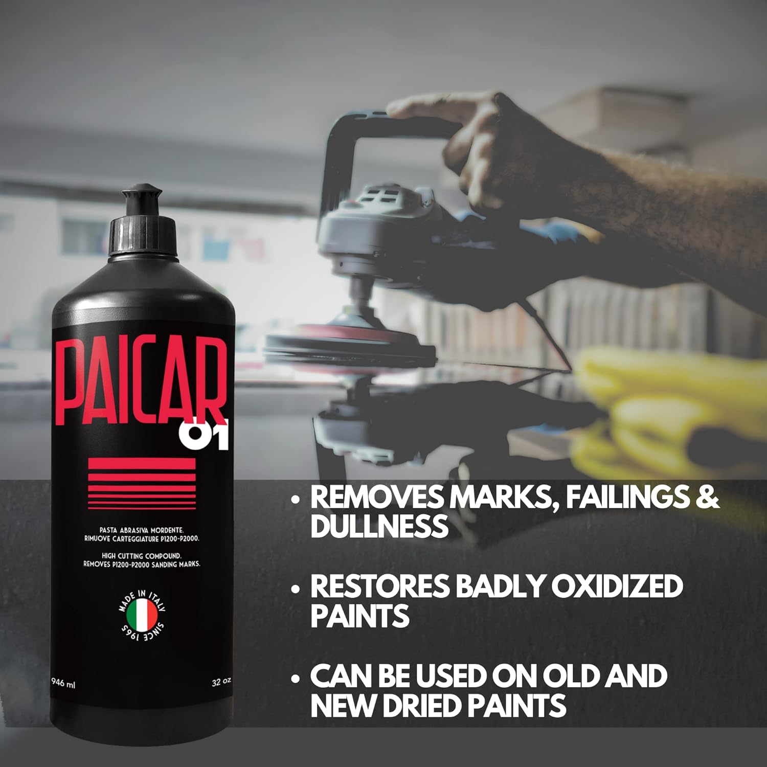PAICAR polishing Compound for Cars, Paint Correction, Detailing, Light to Heavy Scratches. (01, 32oz.)