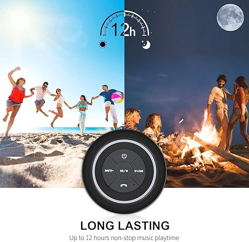Miniatura 6 de HAISSKY - Altavoz portátil inalámbrico impermeable con ventosa se combina fácilmente con teléfonos tabletas computadora negro y azul