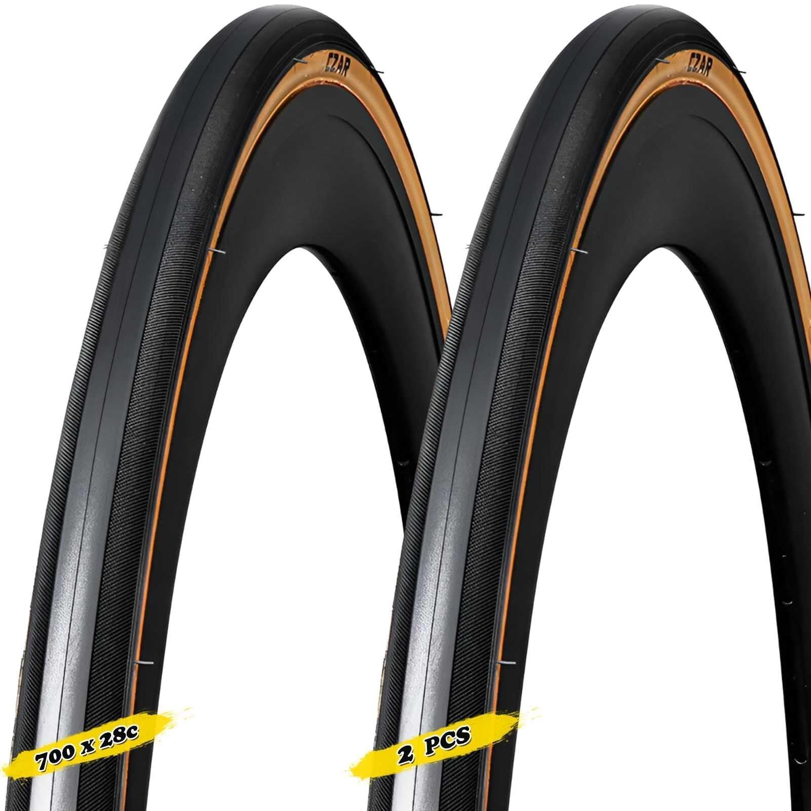 2PC 700/28c Opona Clincher z 700-28c 60TPI 120PSI Odporna na Przebicia Odporna na Zużycie Brązowa Ściana 700 28c Opona do Roweru Szosowego