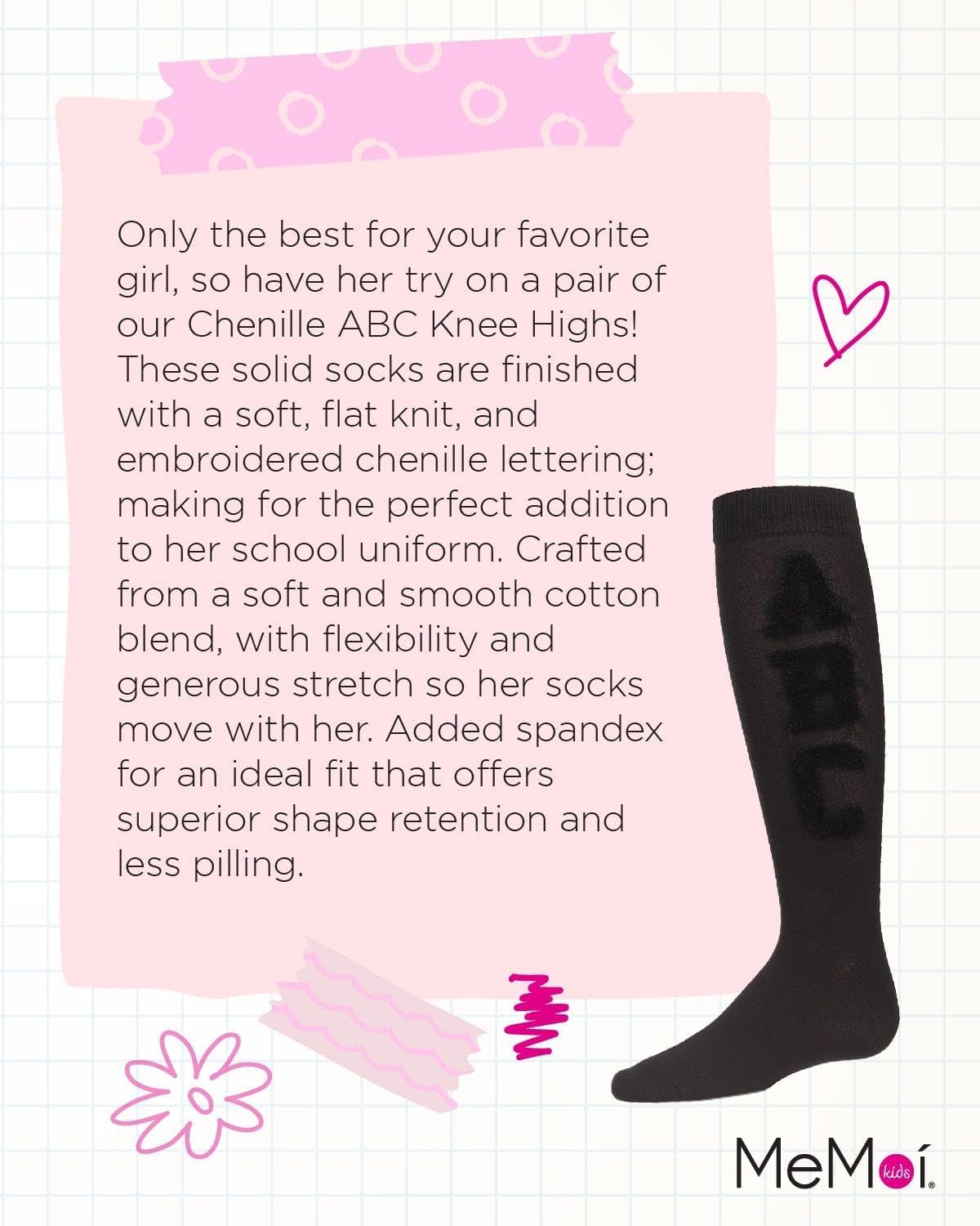 MeMoi Girls' Chenille ABC Knee-High Socks