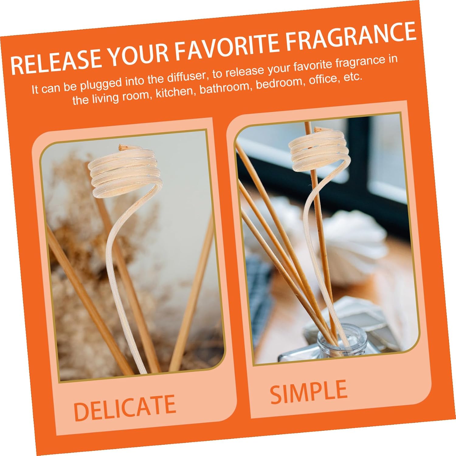 ABOOFAN 40pcs Rattan Reeds Diffuser Sticks for Aromatherapy Replaceable Sticks for Home Office Bathroom and Living Room Fragrance