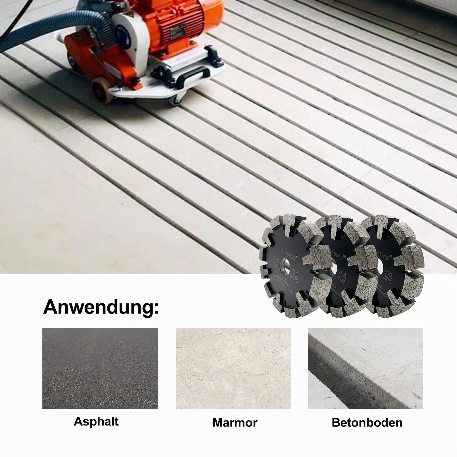 Tuck Point 130mm Diamant Fräser,Sehr verschleißfest Lange Lebensspanne für Estrich, Asphalt,Premium-Qualität Räumscheibe mit T-Schutzsegment(130x17x12x22,23mm)