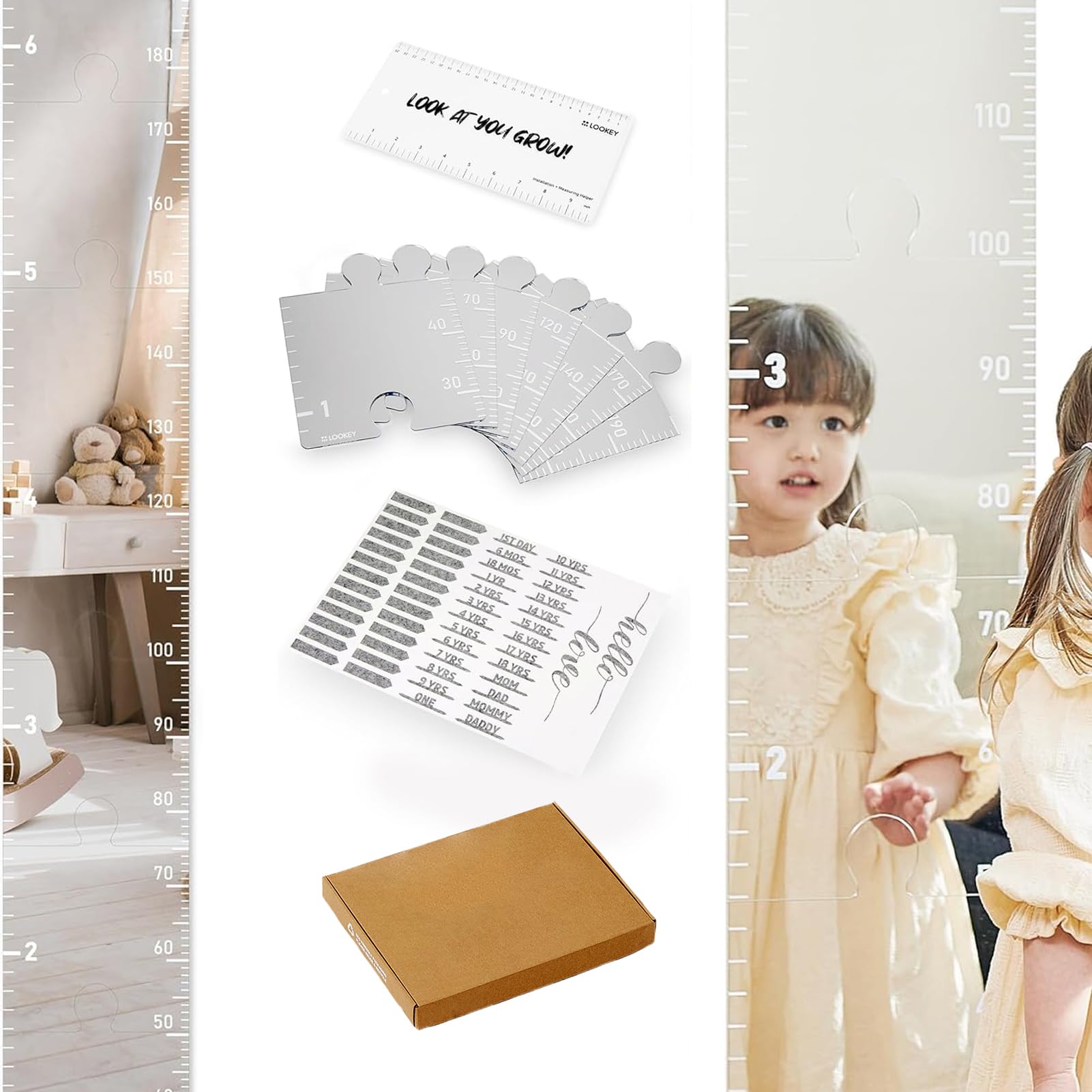 Grafico Misura Altezza Bambini Da Parete Specchio, Crescita Puzzle Per Bambino