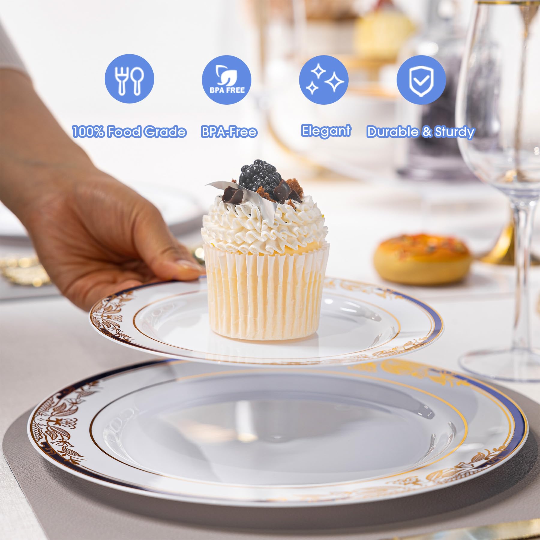 Floral Plates & Cutlery Set - 180 Pcs -5 Floral Plates & Cutlery Set - 180 Pcs -5