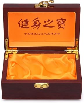 BRABUD Chinese Baoding Balls Wooden Box, Hand Exercise Balls Box, Red Balls Storage, Vintage Decoration 5.7x2.8x3.5 TQZDBS66