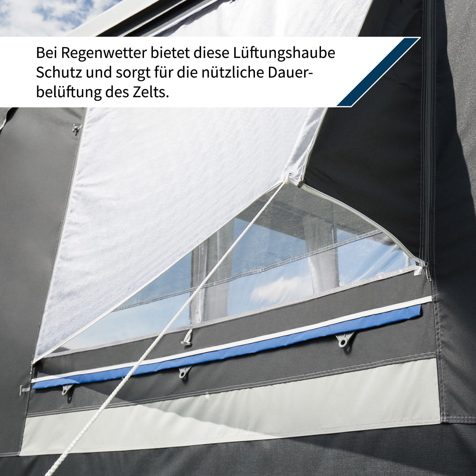 DWT Wohnwagen Vorzelt Easy Polo 300 cm tief, Ganzzelt für Wohnwagen, wetterfestes Polyestergewebe, UV-Schutz, mit 2-teiliger Vorderwand