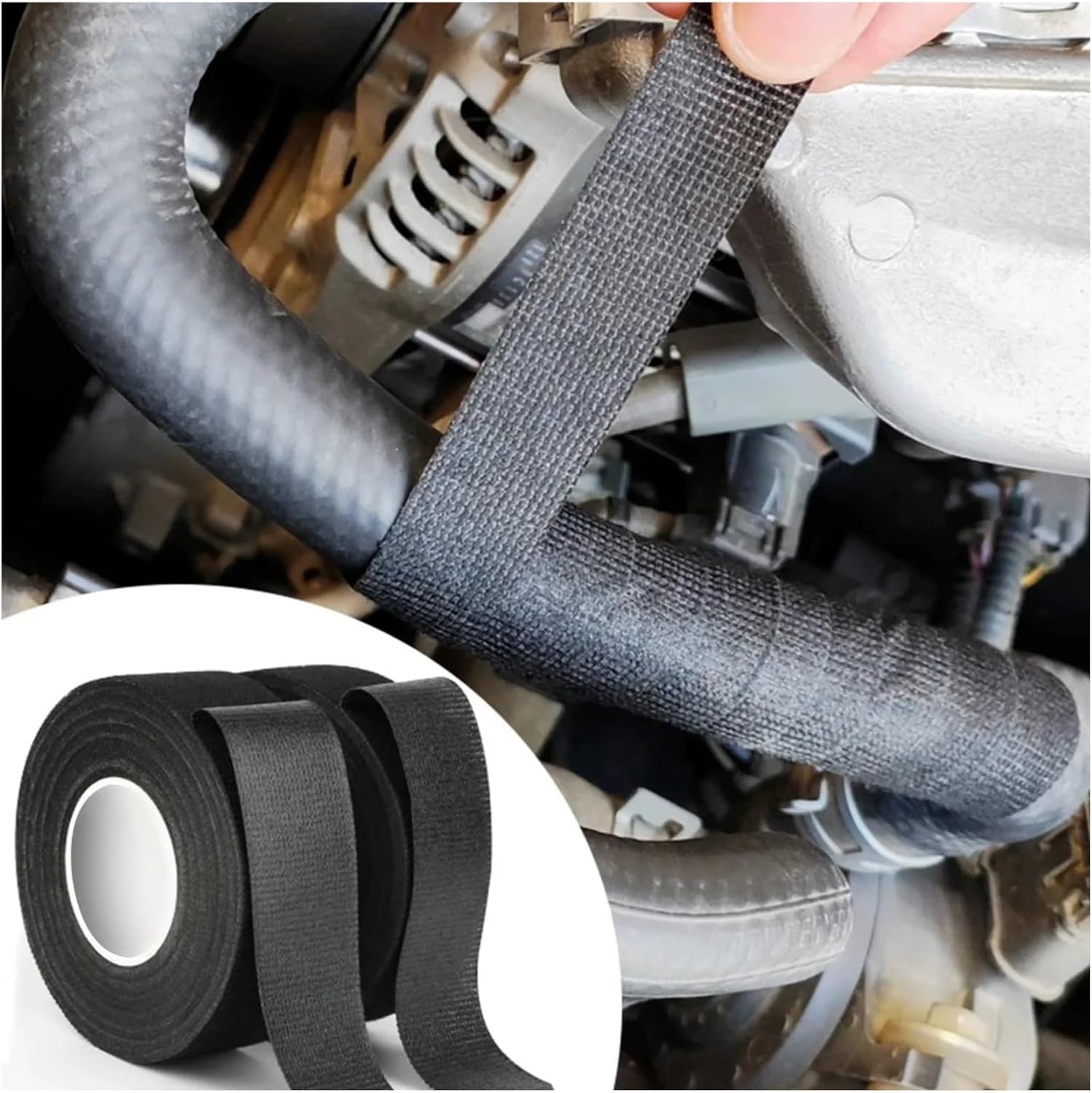 1-12Car Wiring Harness Adhesive Tape Noise Reduction Heat Resistance Flame Retardant Electrical Protective Cloth Tape(12Rolls(180m),15mm)