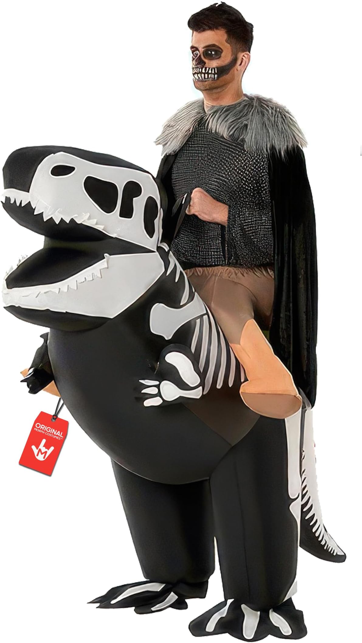 Morph Inflatable T Rex Costume Adult, Dinosaur Skeleton Costume, Blow Up Costumes for Adults