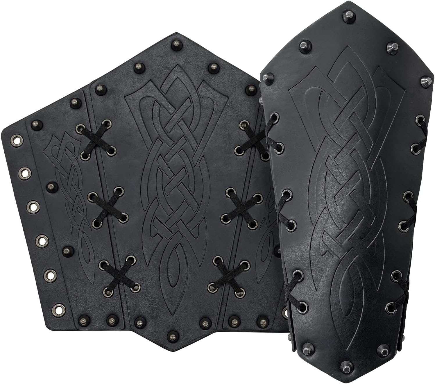 HiiFeuer Medieval Embossed Arm Bracers, Retro Faux Leather Knight Arm Gauntlets, Vintage Arm Guards