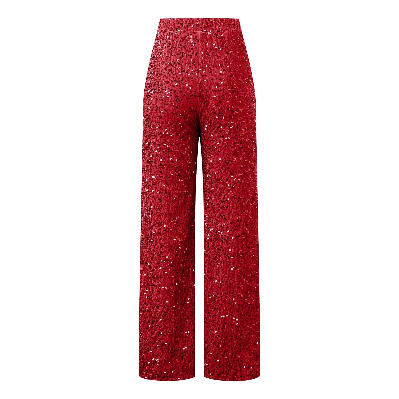 Glitzer Hose Damen Pailletten Lange Lose Hosen High Waist Freizeithose Party Festival Club Kostüm Bling Sparkly Freizeithose Pailletten Weitbeinhosen Elegant Solide Pailettenhose