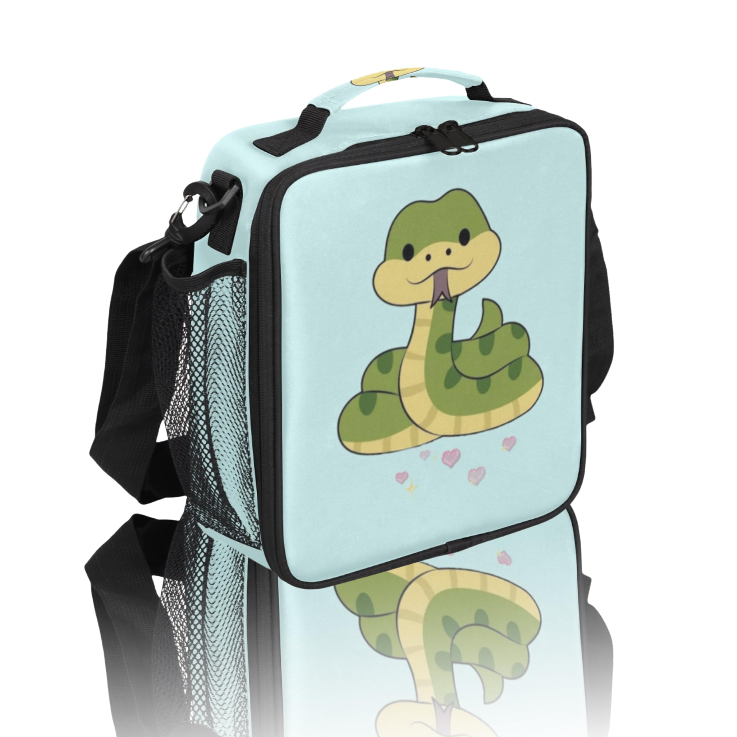 Cute Snake Animal Heart Shape Kids Insulated Lunch Bag School Lunch Box Reusable Lunch Containers for Girls Boys