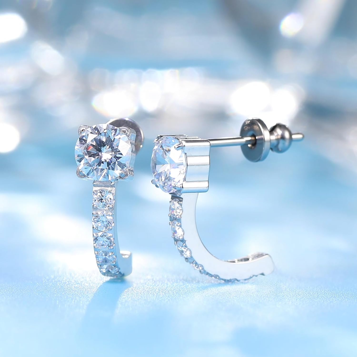 Limerencia Hypoallergenic F136 Pure Titanium Post Cubic Zirconia Huggie Earrings | Small Hoop Earrings for Women Men | Lightweight Fashion Stud Earring for Sensitive Ears - Image 4