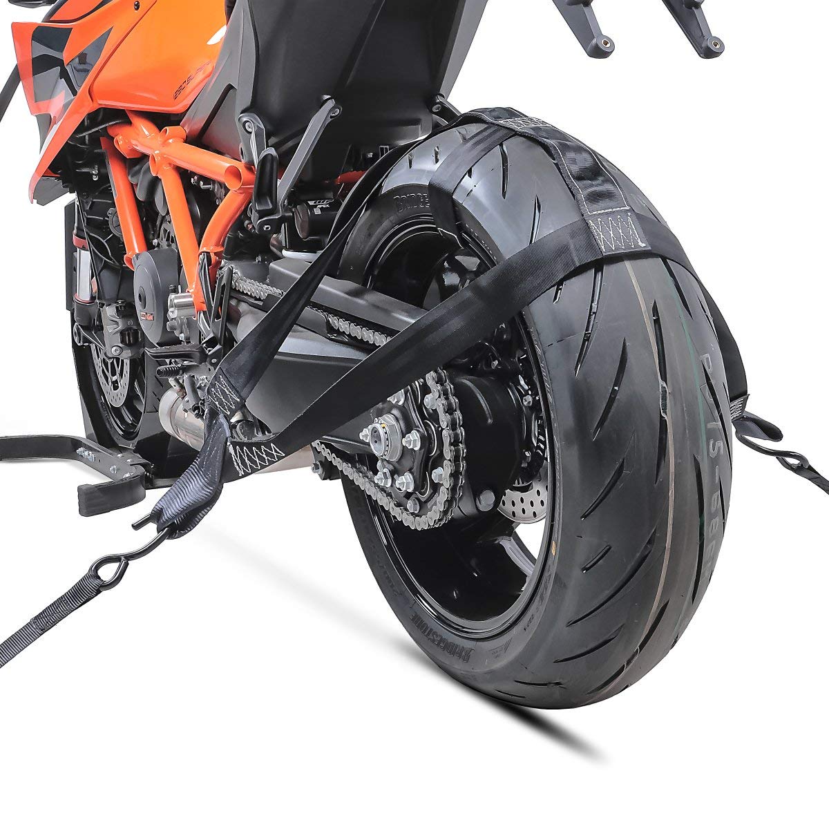 Hinterrad Zurrgurt mit 4X Ratschen-Spanngurten Set Abspanngurt Motorradtransport