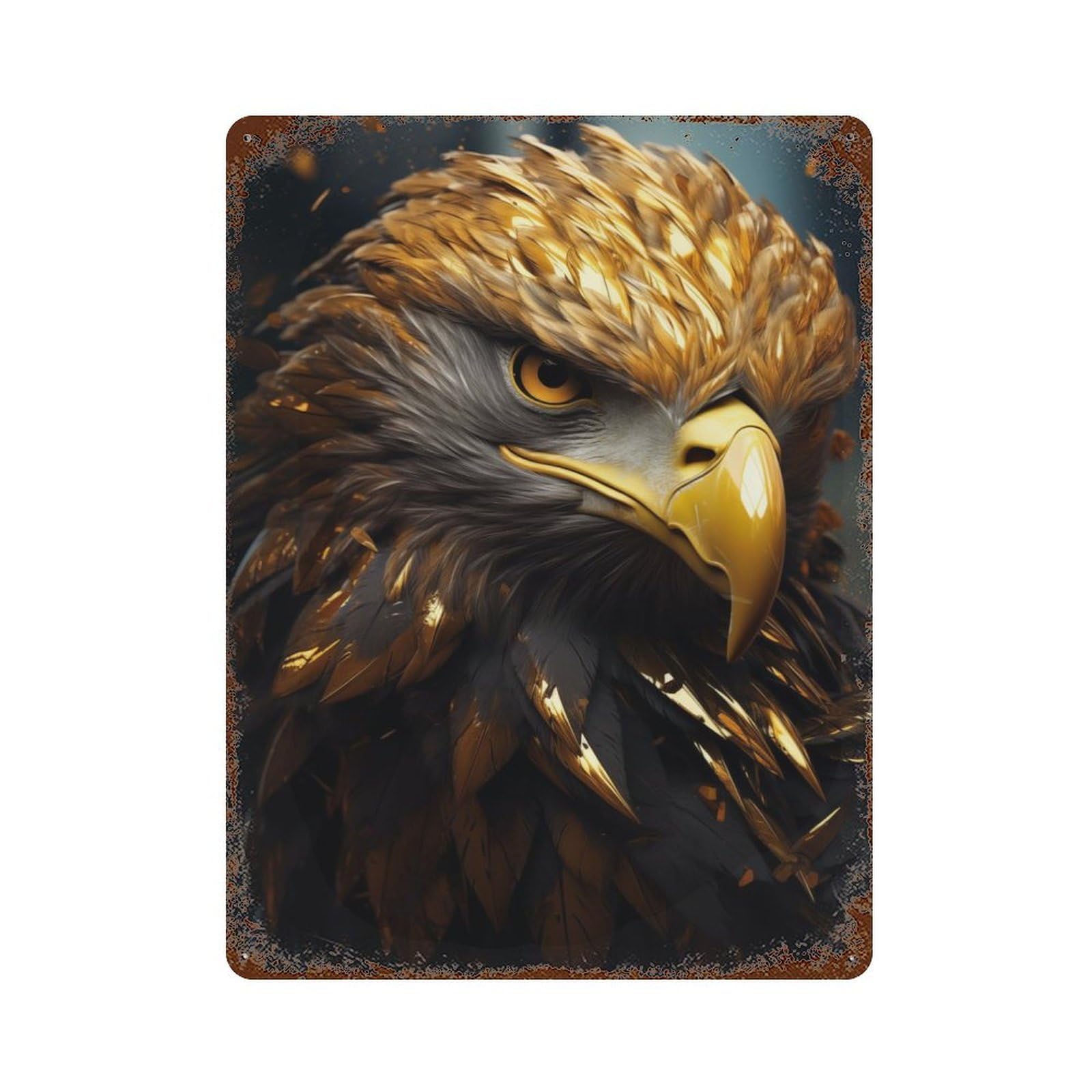 Awesome Bald Eagle America Weathered Tin Sign 15.7"x11.8", Rustic Home Decor for Office, Studio And Wall Decor