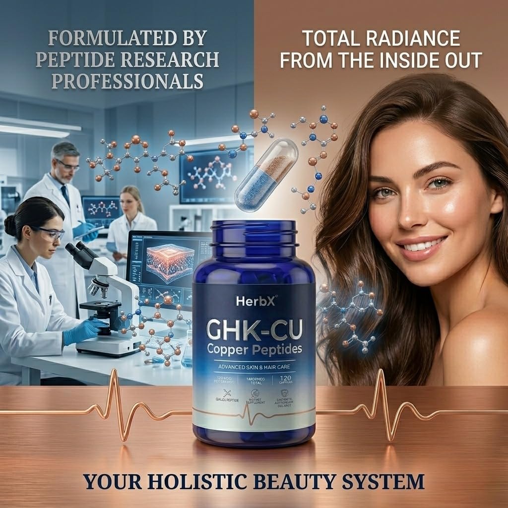 GHK-Cu Copper Peptide Supplement | Systemic Support for Collagen, Skin Elasticity, Hair Thickness & Tissue Repair | (Zinc-Free for Custom Stacking) - 120 Capsules