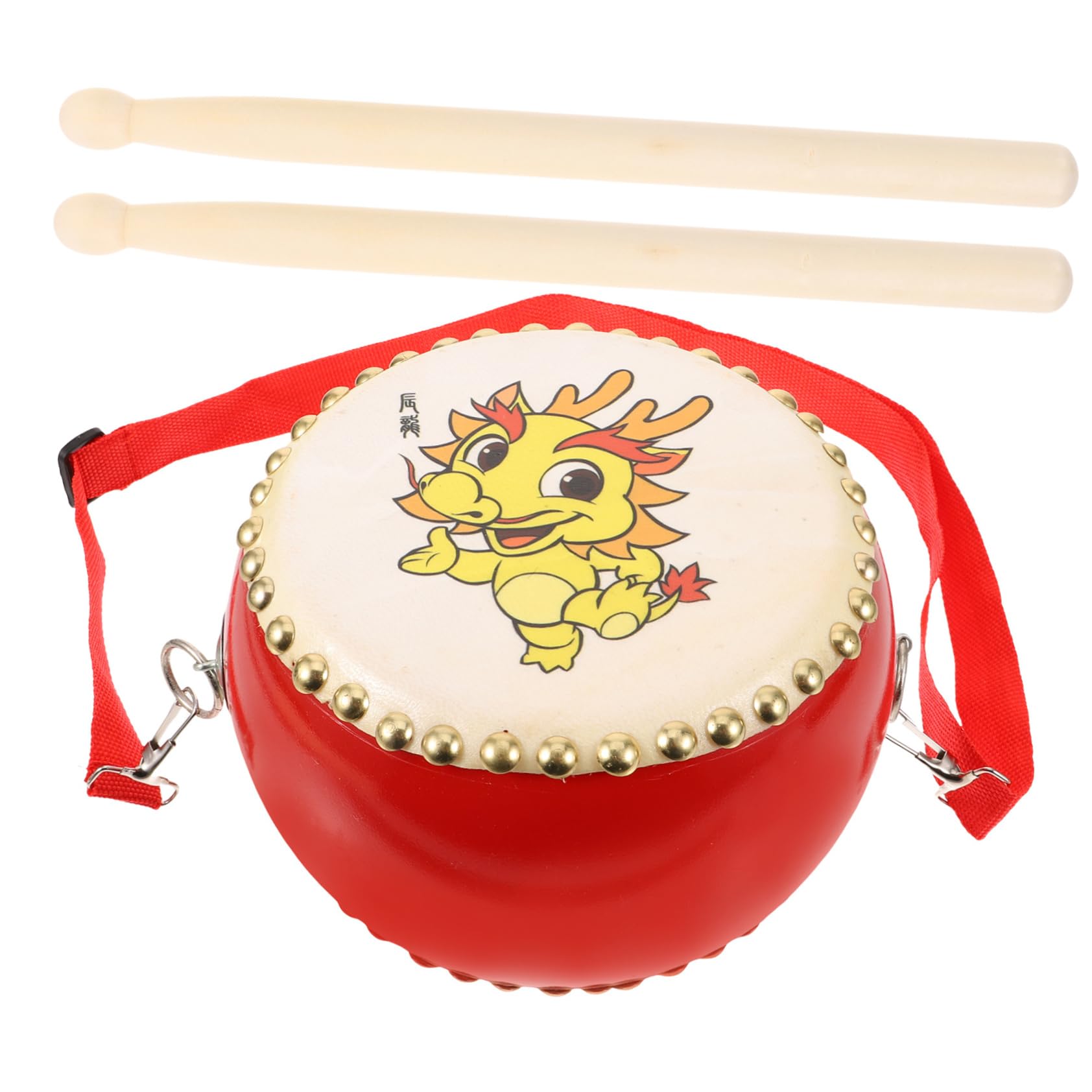 GOOHOCHY 1Set Dragon Pattern Hand Drum for Educational Percussion Instrument with Drumsticks for Early Childhood Learning and Stage Performance
