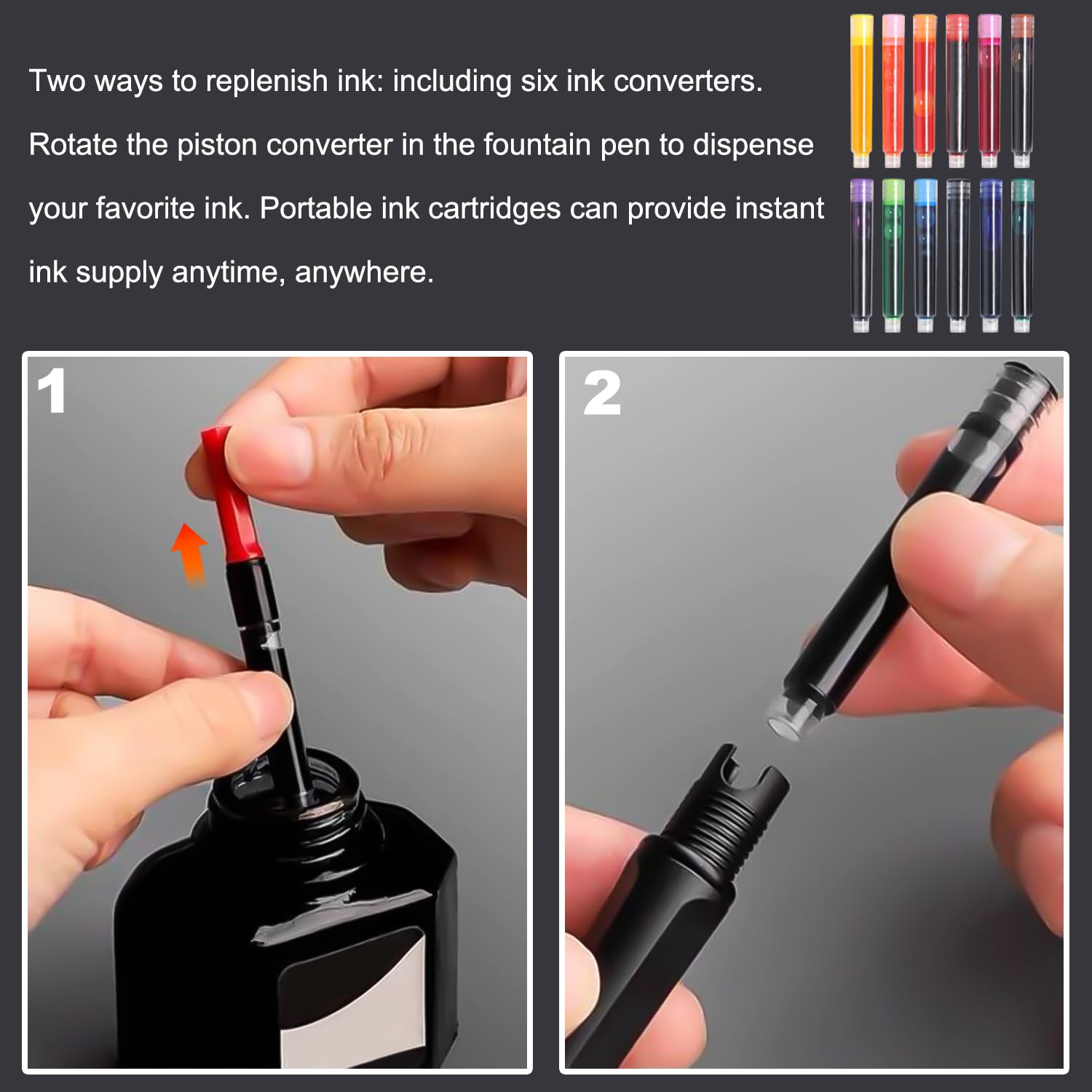 Demarsen Calligraphy Set 7 Calligraphy Pens with Different Nibs and 36 Colored Ink Cartridges Kit Calligraphy Pen Set for Beginners Writing Drawing for Greeting Card Signature - Image 3