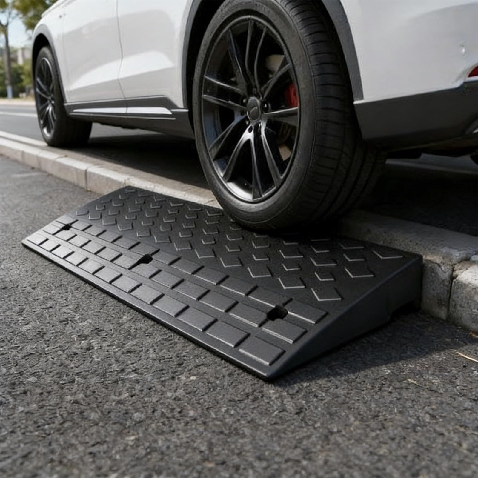Rampa de Acceso para vehículos de 3,9"/4,3" de Altura - Kit de rampa de umbral de Goma Resistente - para muelles de Carga, garajes, aceras, Camiones, Scooters, Motocicletas y movil