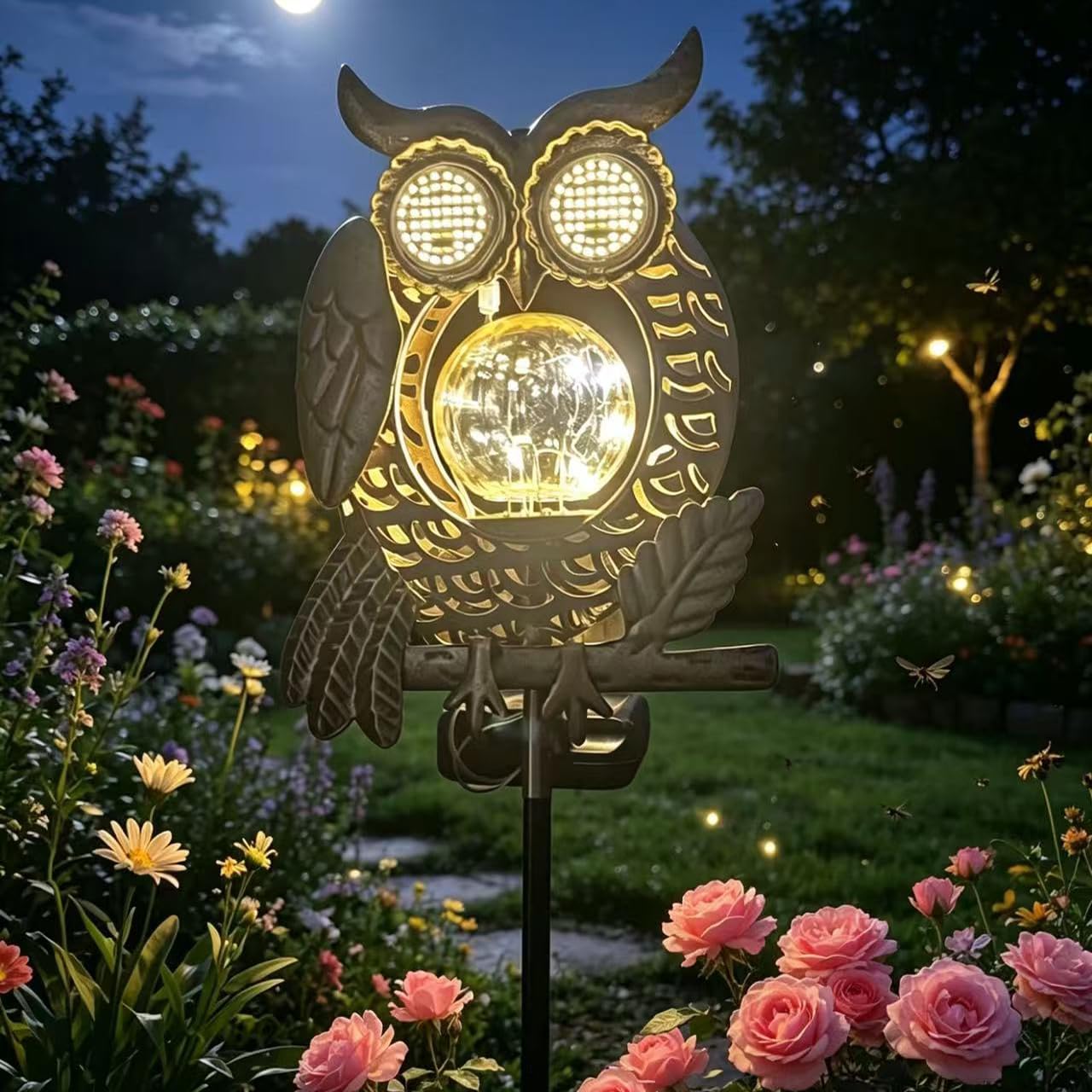 EFYUE Solar Owl Garden Light Outdoor Decor for Garden Balcony Terrace Lawn Pathway Landscape