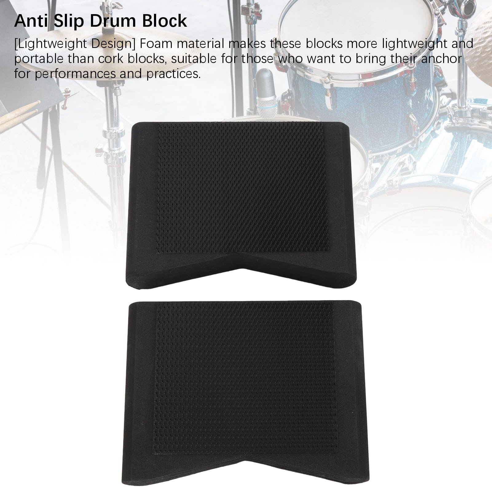 Drum Pedal Block Rutschfest, Nylon Hakenschlaufenverschluss, Weicher EVA-Schaum, für Double Kick Pedal, HiHat Ständer, Keyboard, E-Bass, 2 Stück