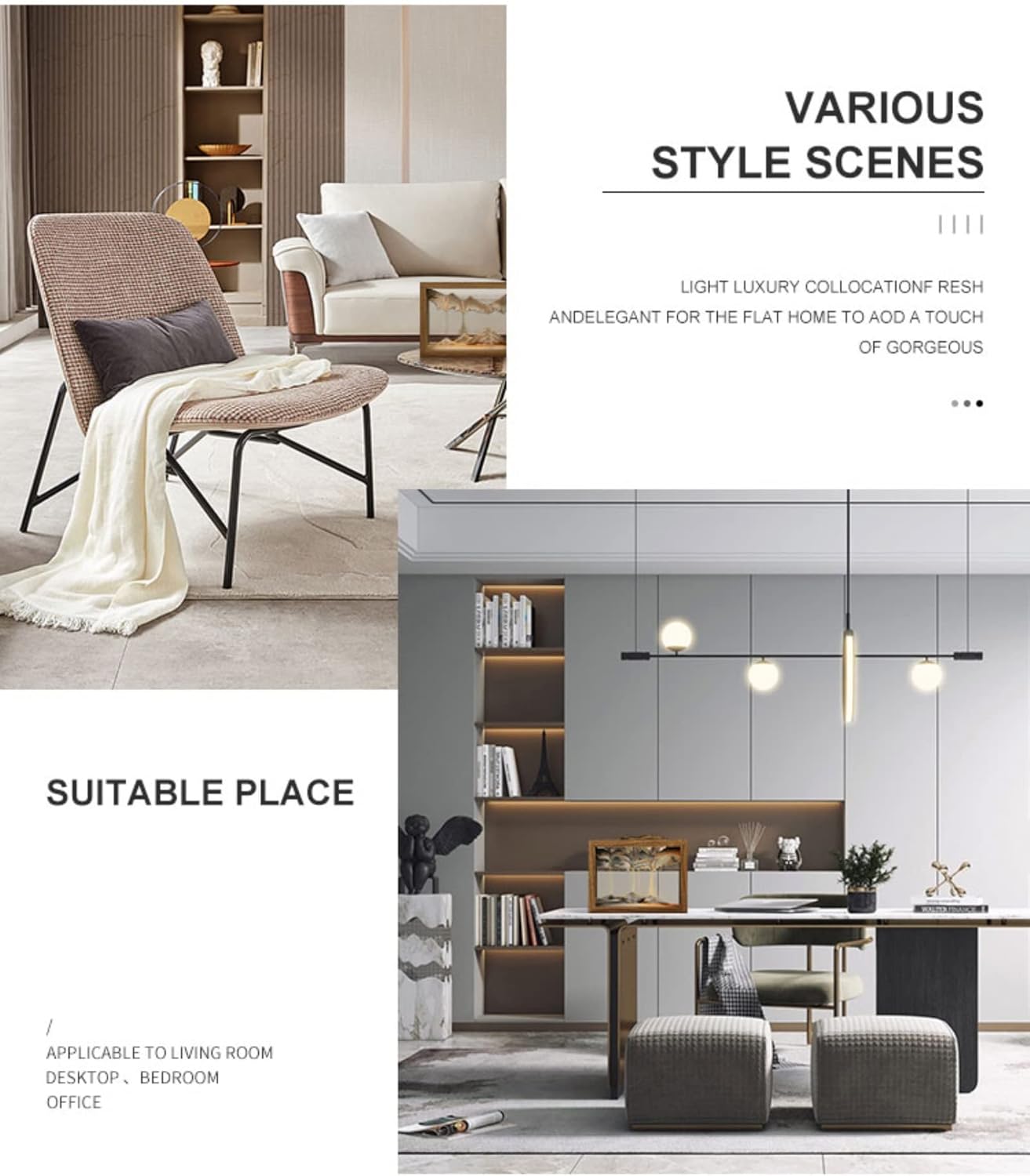 ONNAT Desktop Decoration Flowing Sand Painting 3D Natural Landscape Dynamic Art Sand Painting Sand Painting Artistic Sandscape for Home Ornament Desktop Art Bookshelves Decoration (Blue-Flippable)